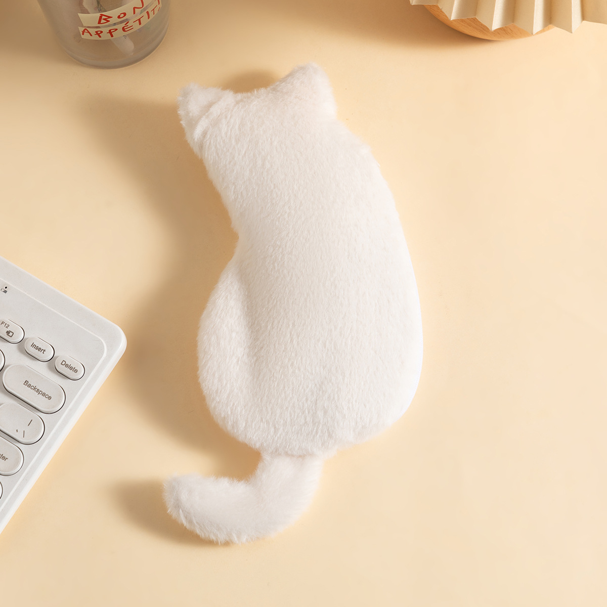 White 3-Pack Adorable Plush Cat Pencil Case Set - Large Capacity Kawaii Kitty Shape Stationery Pouch for School, Office and Students - Image 1