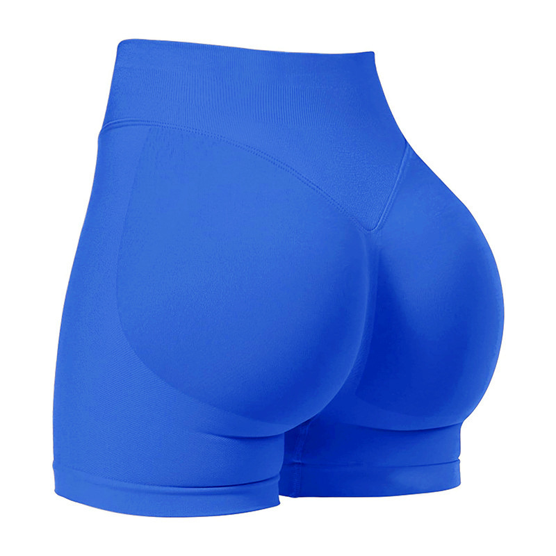 XXL Blue High-Elastic Hip Yoga Shorts - Seamless Mid-Intensity Pilates Workout Shorts - Image 1