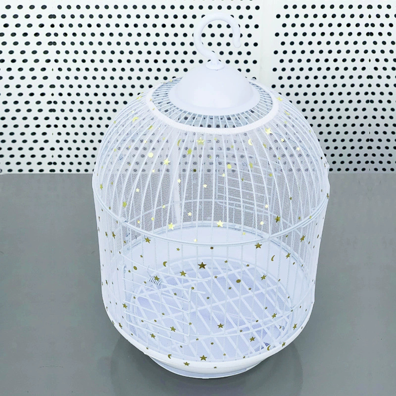 S White Star【Height 17, Circumference 110】 Large Bird Cage Seed Catcher Net Cover - Adjustable Mesh Guard Splash-Proof Dust Cover for Indoor Outdoor Cages - Image 1