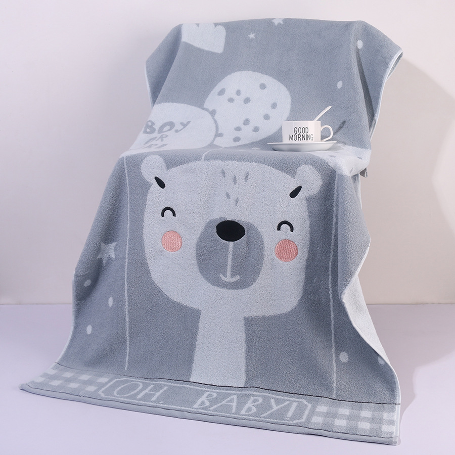 Grey Balloon Deluxe Extra Large Pure Cotton Beach & Bath Towel | Highly Absorbent, Thick 70 x 140 cm | Fun Cartoon Design - Image 1