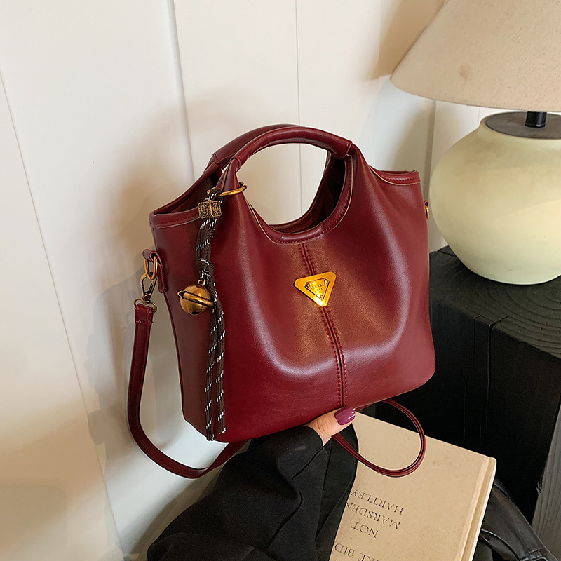 Red Vintage Soft PU Leather Crossbody Handbag | Large Capacity Shoulder Tote | Unique Minimalist Design - Image 1