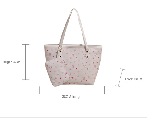 Coffee Large Capacity Daily Commuter Tote Bag Set | Versatile Shoulder Handbag with Matching Pouch | 38cm Length Casual Carryall - Image 2