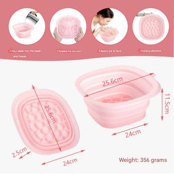 Rose Red Collapsible Silicone Face Ice Basin | Portable Cold Therapy and Beauty Tool | Multi-Use Facial Spa - Image 2