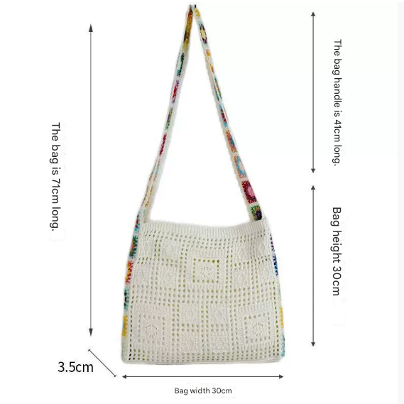 Coffee Chic Bohemian Hollow Knit Tote Bag | Large Capacity Crossbody Shoulder Bag | Versatile Casual Holiday Style - Image 2
