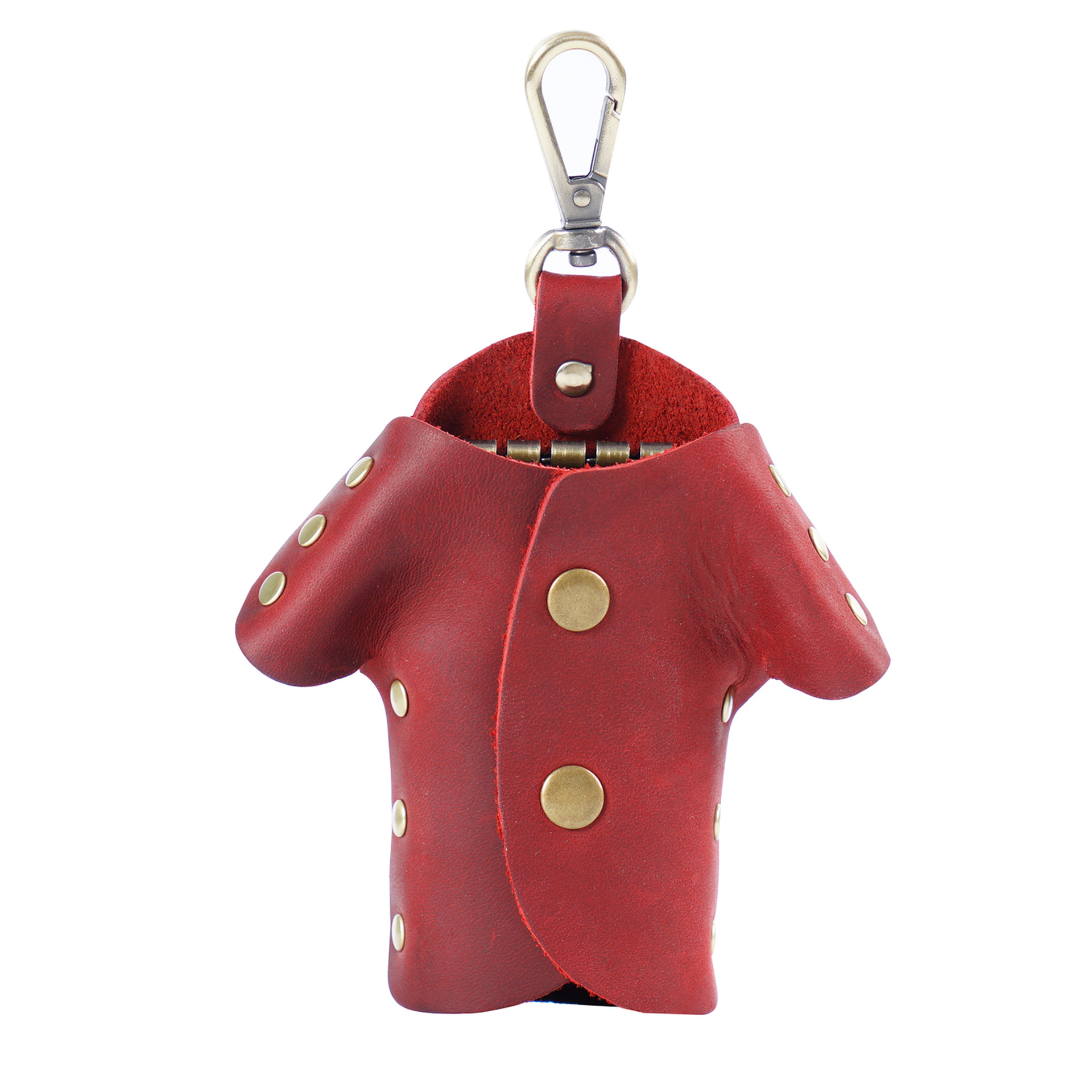 Wine Red Genuine Crazy Horse Leather Key Case Creative Jacket Shape Holder Vintage Cowhide Pouch for Car Fob & House Keys Brown - Image 1