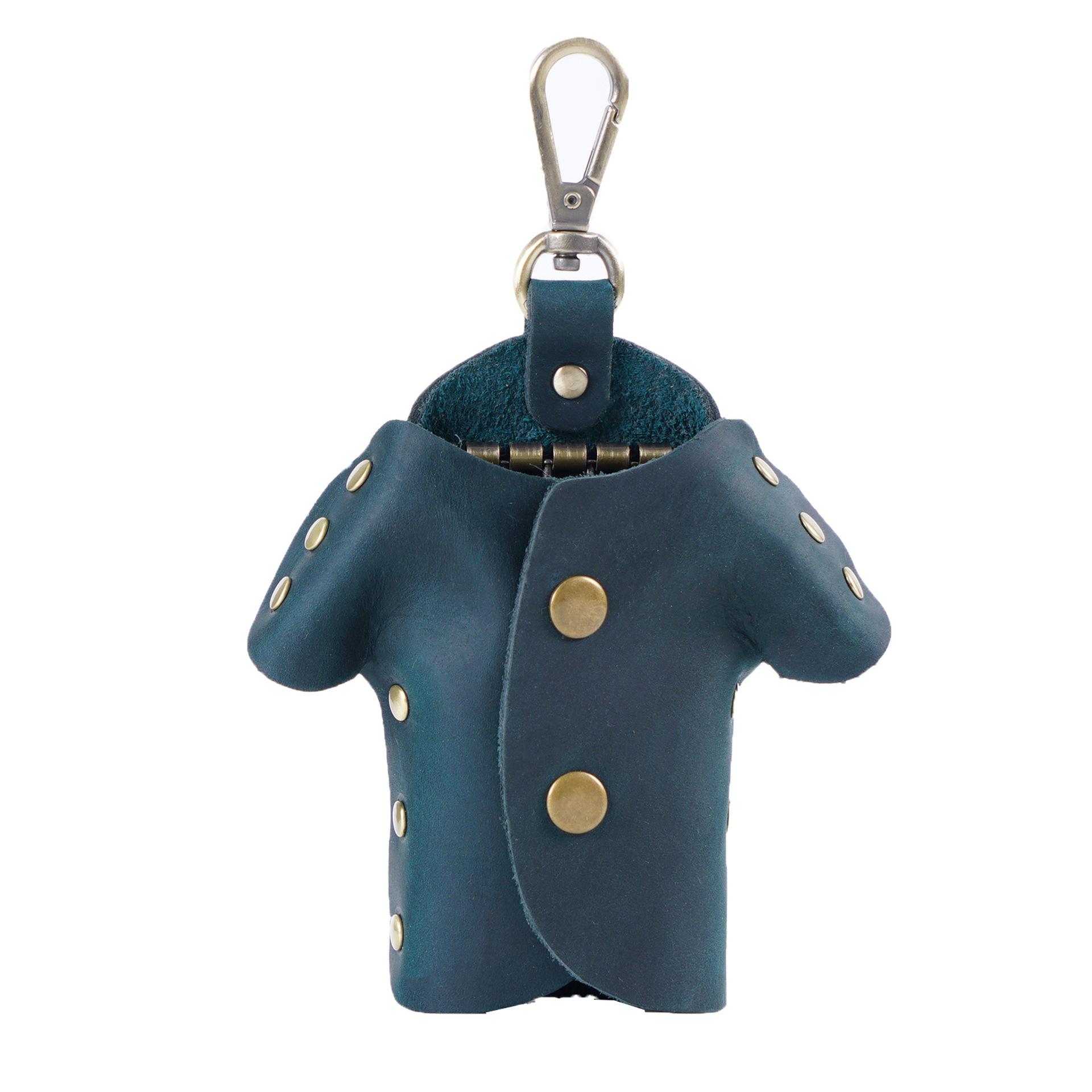 Blue Genuine Crazy Horse Leather Key Case Creative Jacket Shape Holder Vintage Cowhide Pouch for Car Fob & House Keys Brown - Image 1