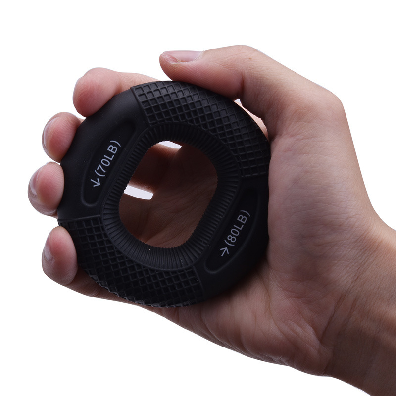 Black 70/80LB 2-Pack Silicone Hand Grip Strengthener Rings - Dual-Resistance Finger Exerciser and Forearm Trainer for Muscle Recovery and Carpal Tunnel Prevention - Image 1
