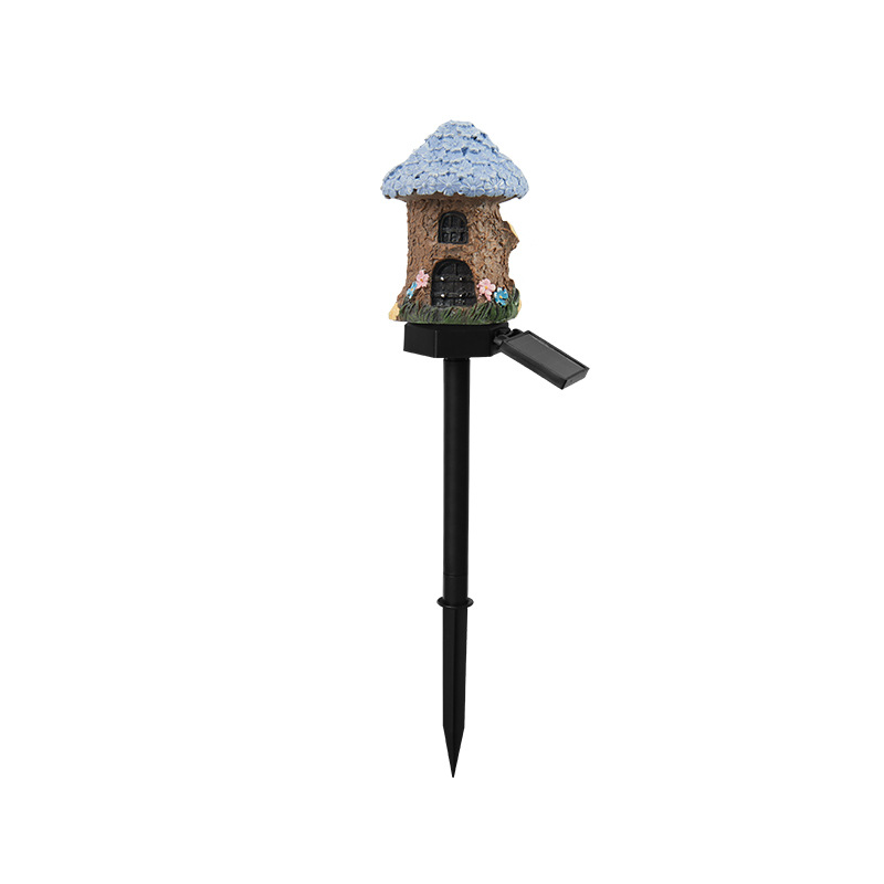 Purple House Solar Powered Mushroom House Garden Stake Lights - Outdoor Waterproof Resin Landscape Decorative Lamps with Warm LED Glow for Patio, Lawn, and Yard - Image 1