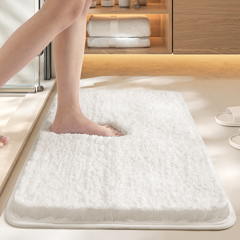 White 60*90cm Luxury 3.5cm Shag Bath Mat | Silver Ion Antibacterial Technology | Quick Dry Non-Slip TPR Bathroom Rug - Image 1