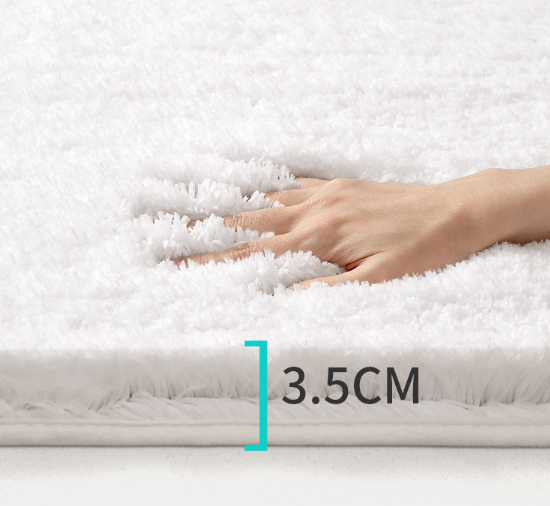 Khaki 40*60cm Luxury 3.5cm Shag Bath Mat | Silver Ion Antibacterial Technology | Quick Dry Non-Slip TPR Bathroom Rug - Image 3