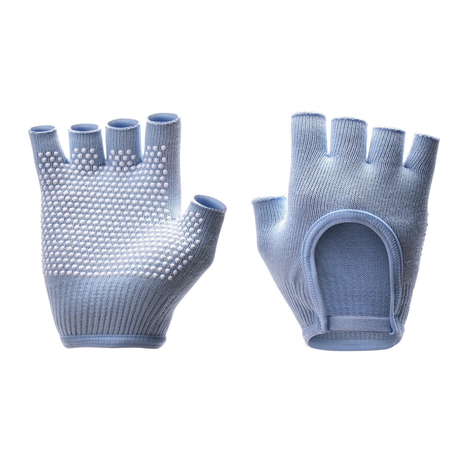 Blue 2-Pack Women's Non-Slip Yoga Gloves - Open Back Half Finger Cotton Stretchy Grip Gloves for Aerial Yoga, Pilates, and Fitness - Image 1