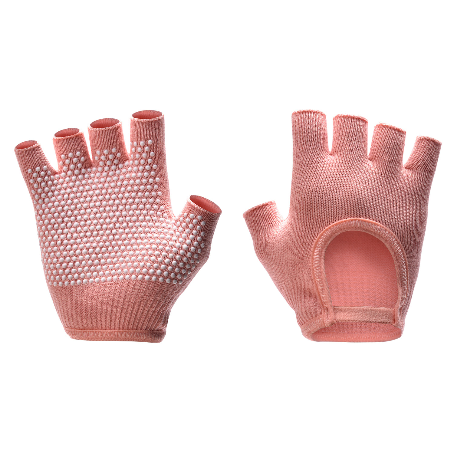Orange 2-Pack Women's Non-Slip Yoga Gloves - Open Back Half Finger Cotton Stretchy Grip Gloves for Aerial Yoga, Pilates, and Fitness - Image 1
