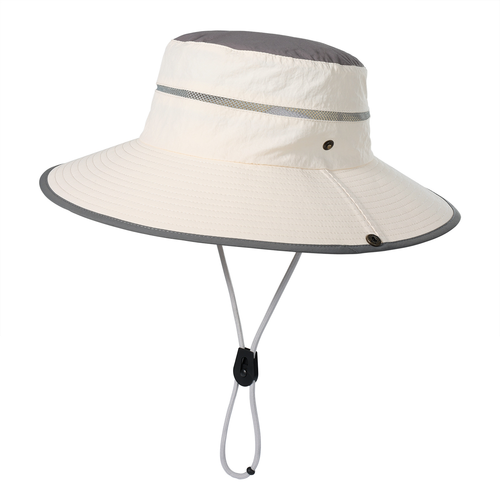 White Foldable Wide Brim Sun Hat Unisex Bucket Safari Cap Adjustable 56-60cm for Fishing Hiking Camping and Outdoor Travel - Image 1