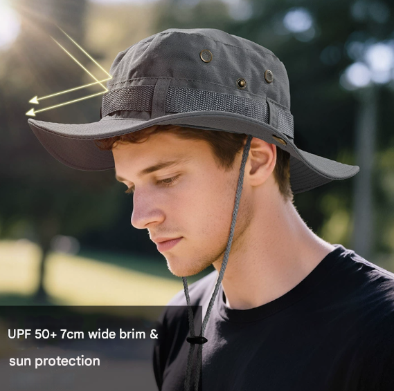 White Foldable Wide Brim Sun Hat Unisex Bucket Safari Cap Adjustable 56-60cm for Fishing Hiking Camping and Outdoor Travel - Image 3