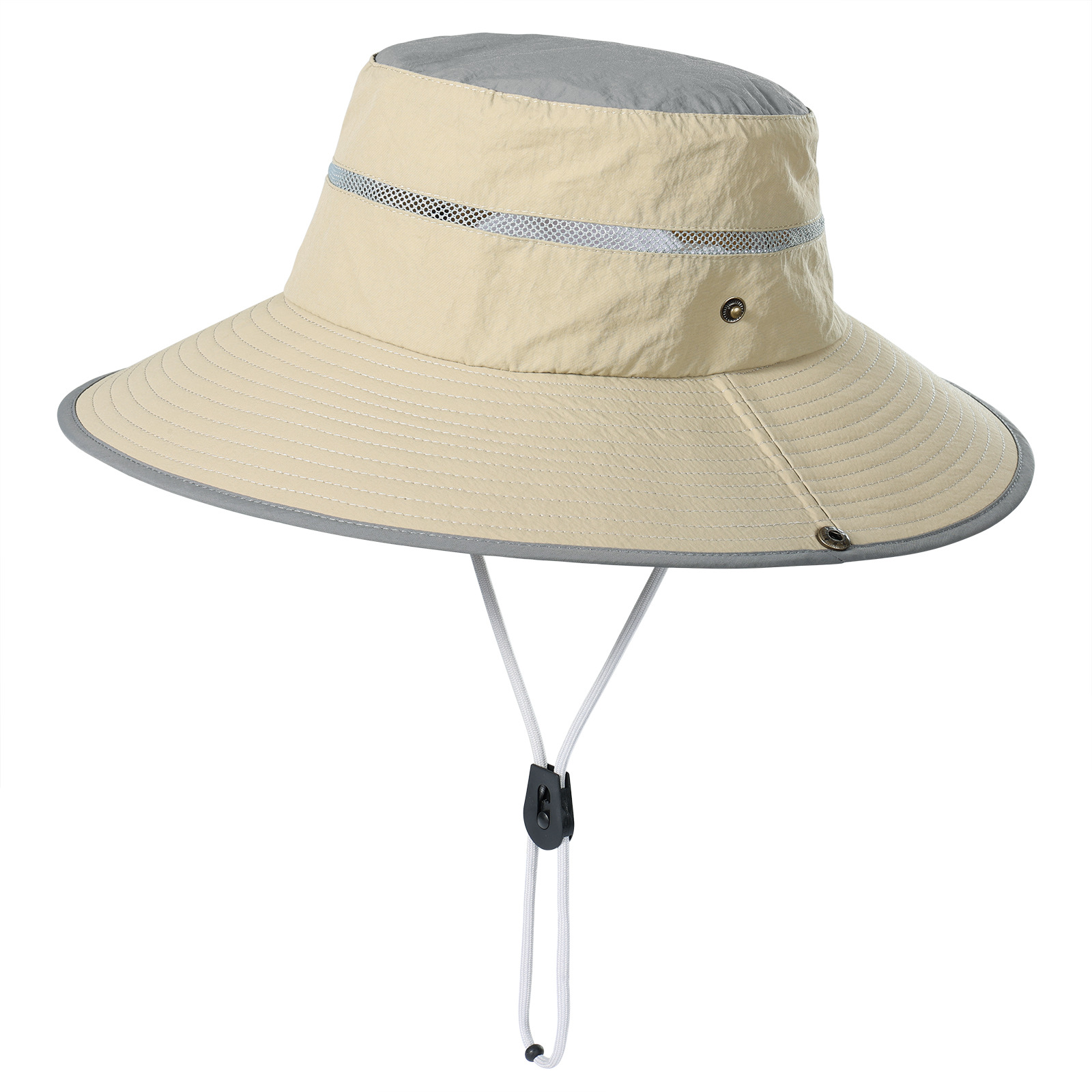 Khaki Foldable Wide Brim Sun Hat Unisex Bucket Safari Cap Adjustable 56-60cm for Fishing Hiking Camping and Outdoor Travel - Image 1