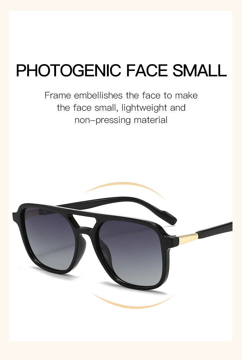 Brown Retro Double Bridge Square Frame Polarized Sunglasses - Driving Sun Protection Eyewear - Image 3