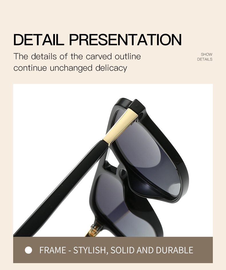 Brown Retro Double Bridge Square Frame Polarized Sunglasses - Driving Sun Protection Eyewear - Image 4