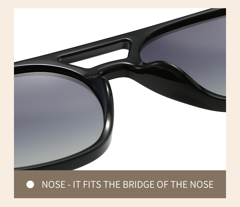 Amber-hued Tea Retro Double Bridge Square Frame Polarized Sunglasses - Driving Sun Protection Eyewear - Image 5