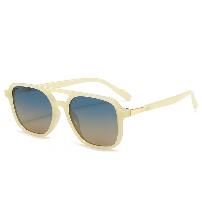 Jelly Yellow Retro Double Bridge Square Frame Polarized Sunglasses - Driving Sun Protection Eyewear - Image 1