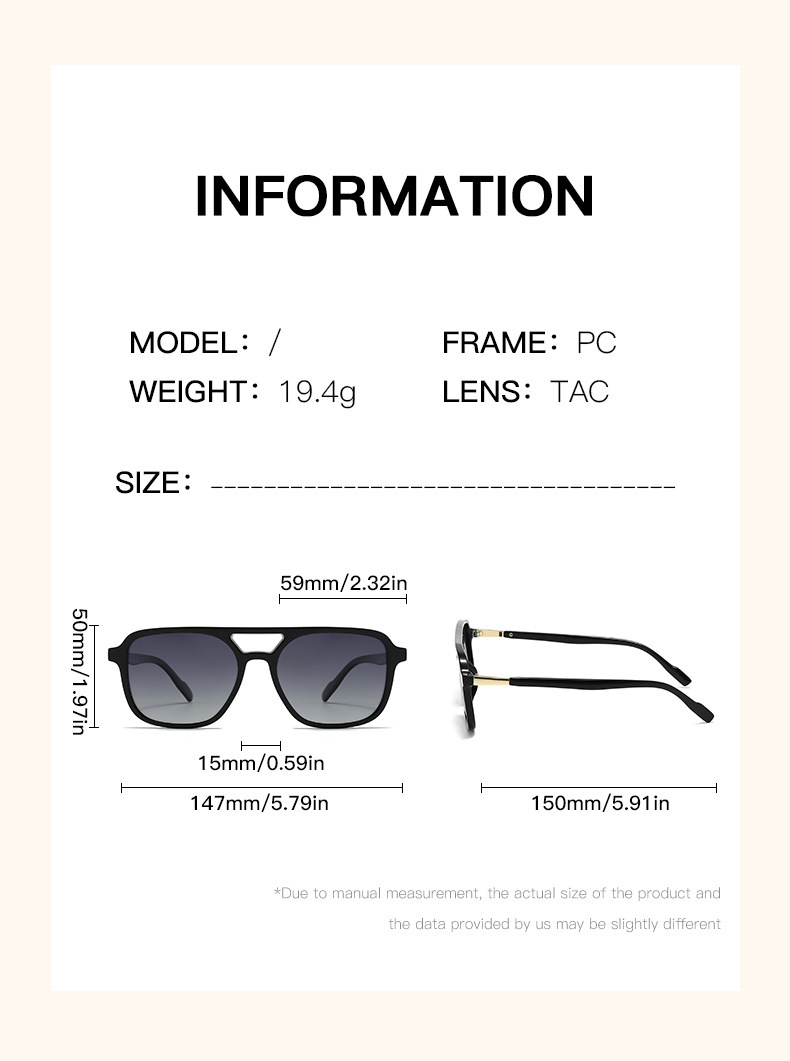 Black Retro Double Bridge Square Frame Polarized Sunglasses - Driving Sun Protection Eyewear - Image 2
