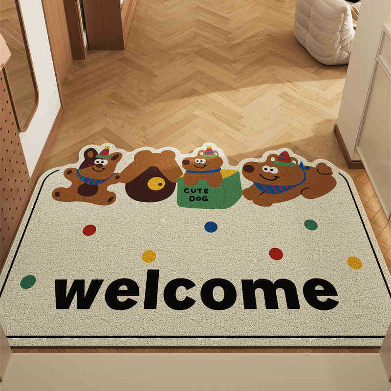 Set of 2 Box Puppy Alien Cartoon PVC Coil Entrance Mats - Non-Slip Dirt Trapping Door Mats (50x80cm) - Image 1