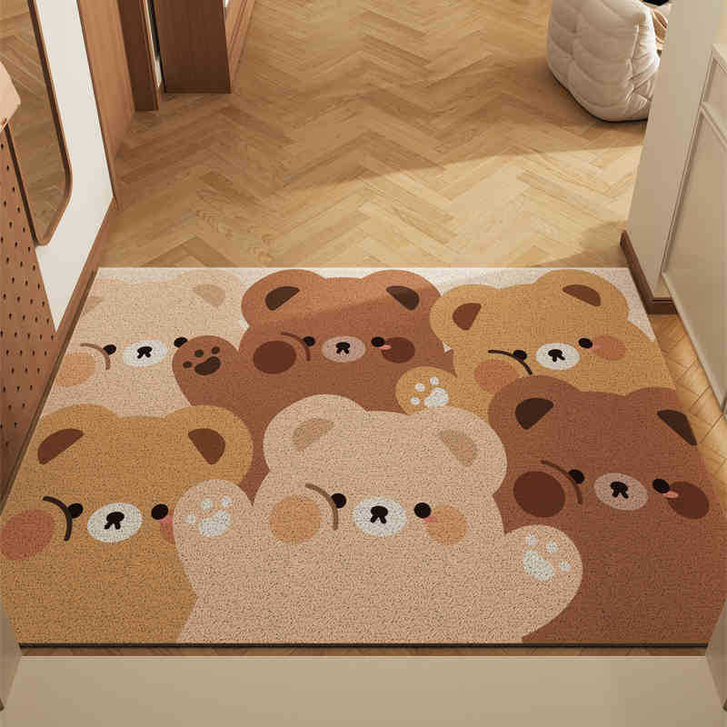 Jumbo Bear Set of 2 Cartoon PVC Coil Entrance Mats - Non-Slip Dirt Trapping Door Mats (50x80cm) - Image 1