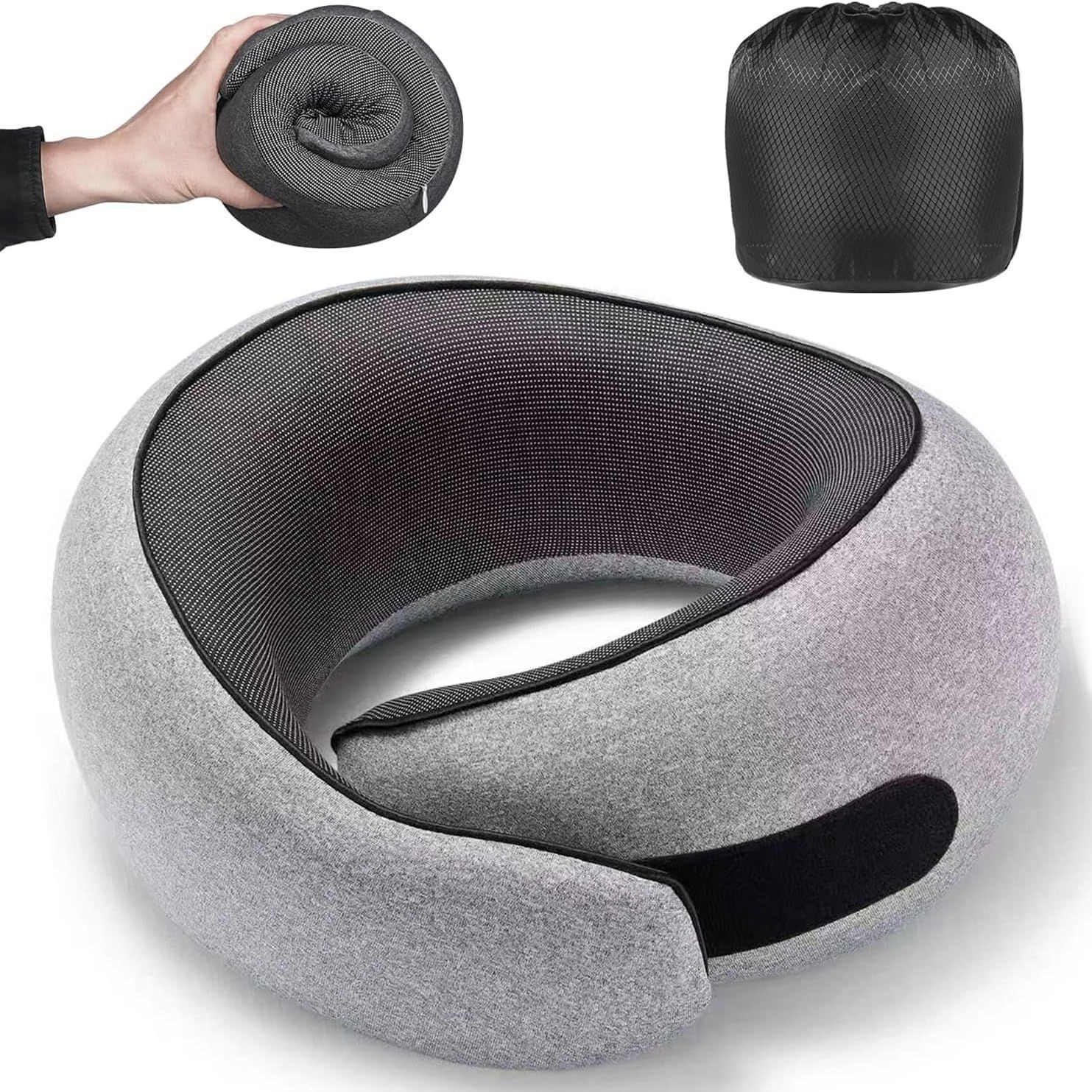 Light Grey Ergonomic Memory Foam Travel Neck Pillow - U-Shaped Support for Naps & Journeys - Image 1