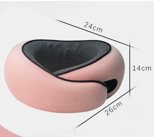 Pink Ergonomic Memory Foam Travel Neck Pillow - U-Shaped Support for Naps & Journeys - Image 1