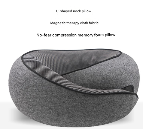 Pink Ergonomic Memory Foam Travel Neck Pillow - U-Shaped Support for Naps & Journeys - Image 2