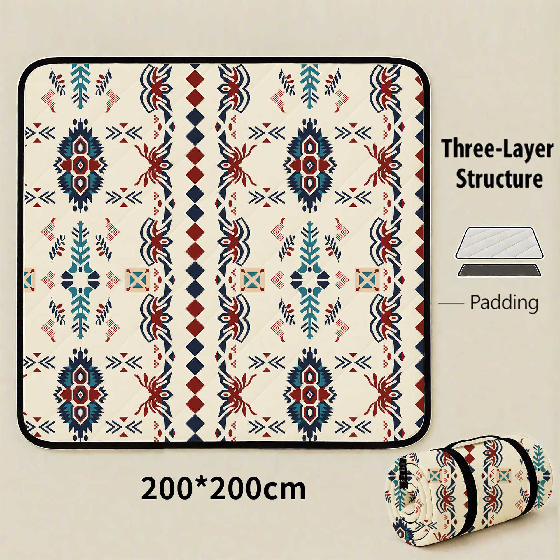 Seattle Extra Large 200x200cm Waterproof Picnic Mat - Portable Thickened Oxford Cloth Outdoor Camping Blanket for Beach, Parks and Family Outings - Image 1