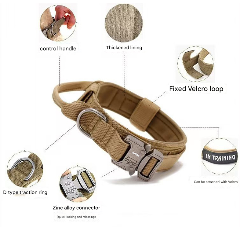 L Army-green Heavy Duty Tactical Dog Collar | Military Grade Nylon with Zinc Alloy Quick-Release Buckle | Padded Training Collar for Medium to Large Breeds - Image 3