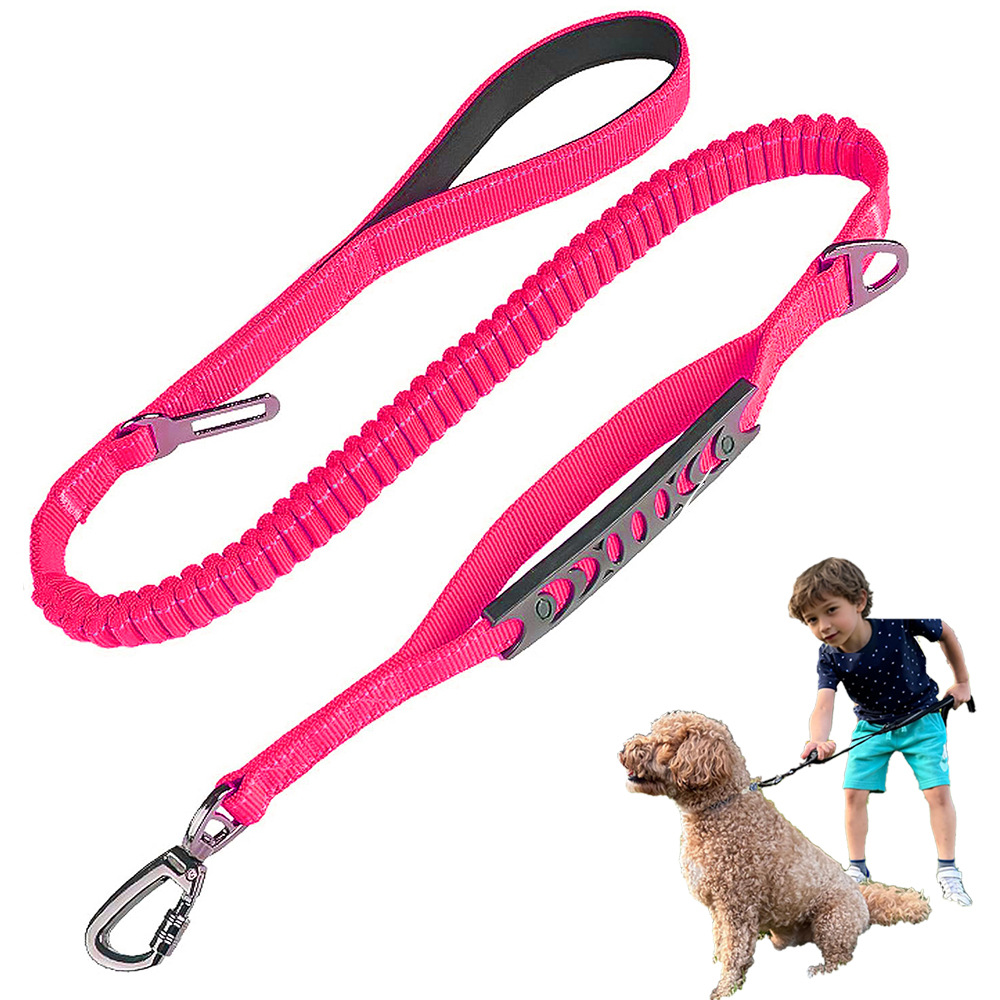Rose Red Heavy Duty Elastic Bungee Dog Leash | Anti-Pull Safety Shock Absorber | Multi-Functional Training Lead for Medium to Large Dogs - Image 1