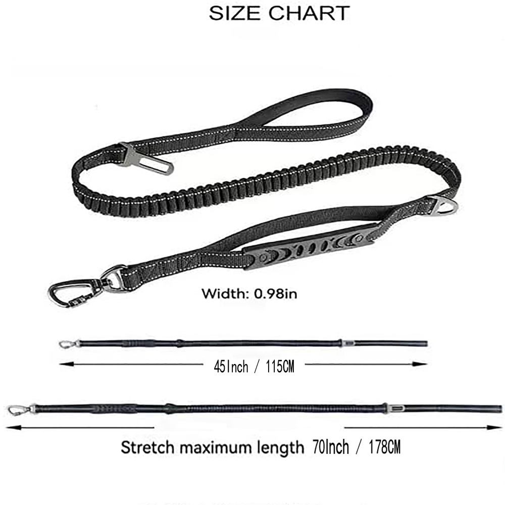 Rose Red Heavy Duty Elastic Bungee Dog Leash | Anti-Pull Safety Shock Absorber | Multi-Functional Training Lead for Medium to Large Dogs - Image 2