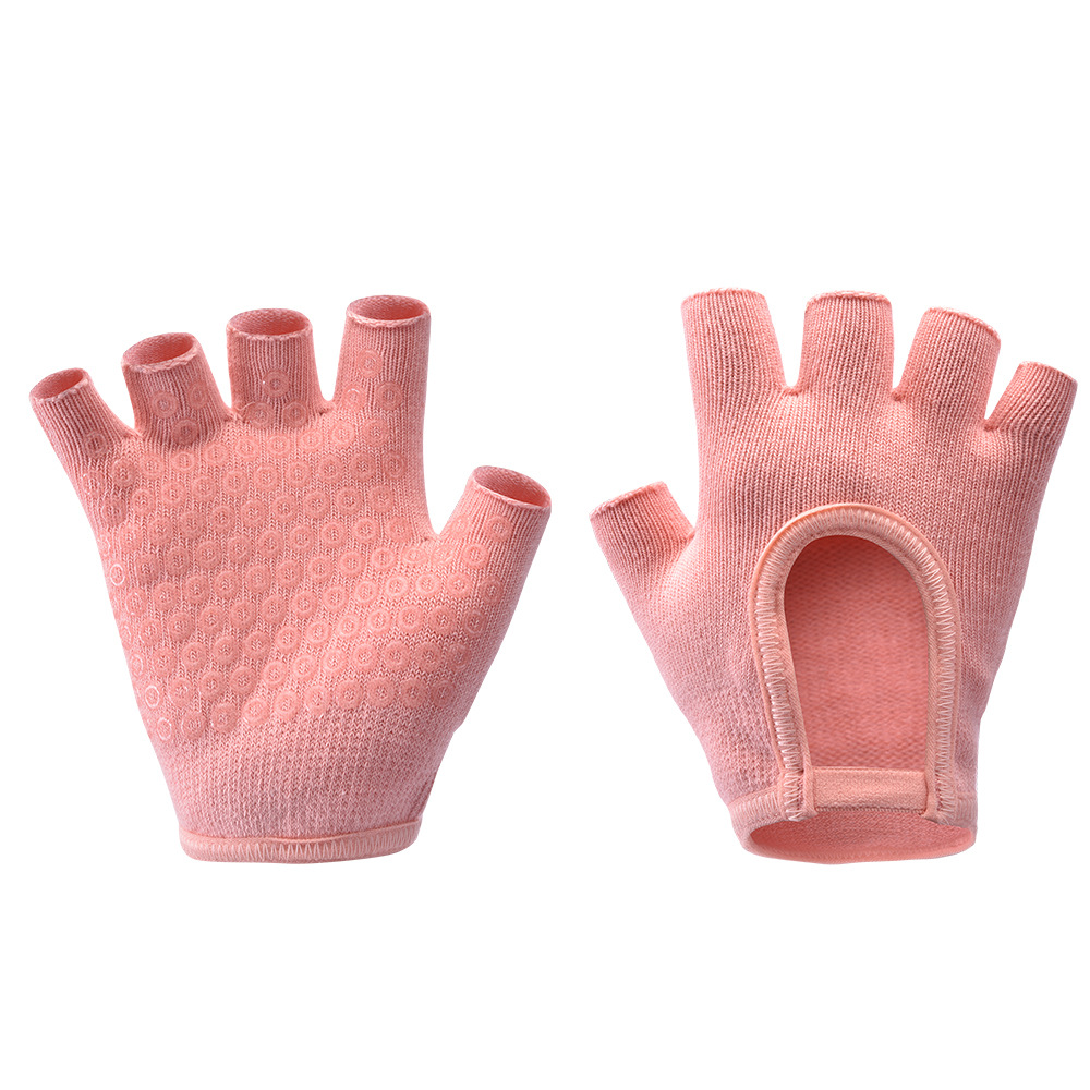 Orange 2-Pack Women's Non-Slip Yoga Gloves - Open Back Half Finger Cotton Stretchy Grip Gloves for Aerial Yoga, Pilates, and Fitness - Image 1