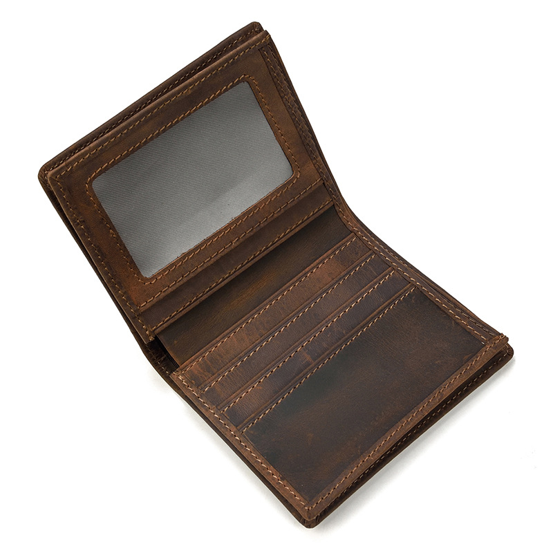 Brown vertical Vrtical Stroke Men's Vintage Wallet Multi-Card Slots Large Capacity Coin Purse Casual Clutch Bag for Everyday Use - Image 1