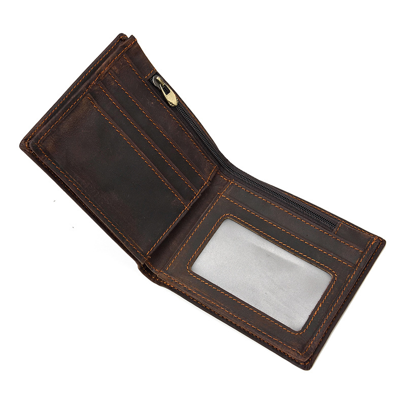 Dark Brown Vrtical Stroke Men's Vintage Wallet Multi-Card Slots Large Capacity Coin Purse Casual Clutch Bag for Everyday Use - Image 1