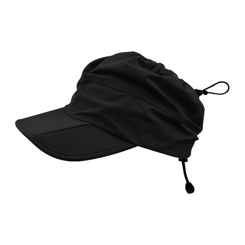 Black Outdoor Quick Dry Sun Hat - Foldable Visor Cap - UV Protection - 55-58cm - Image 1