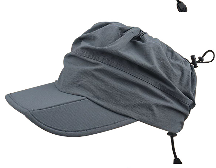 Grey Outdoor Quick Dry Sun Hat - Foldable Visor Cap - UV Protection - 55-58cm - Image 1