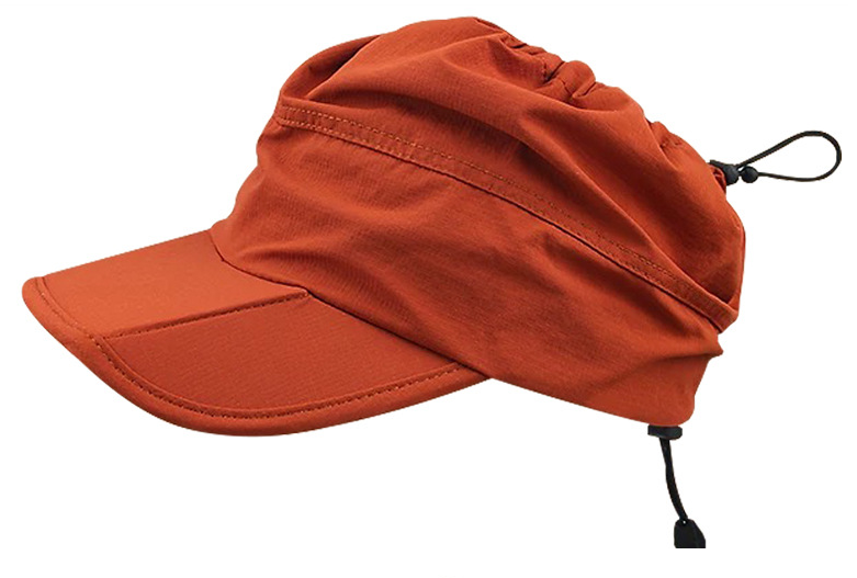 Orange Outdoor Quick Dry Sun Hat - Foldable Visor Cap - UV Protection - 55-58cm - Image 1