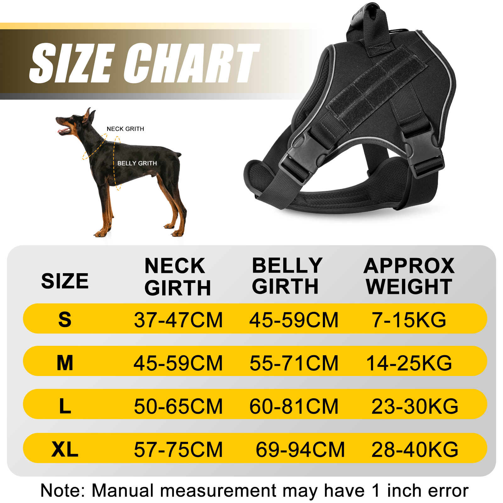 XL Black Professional Tactical No-Pull Dog Harness | Reflective Breathable Mesh Vest | Heavy Duty Training Gear with Control Handle - Image 2