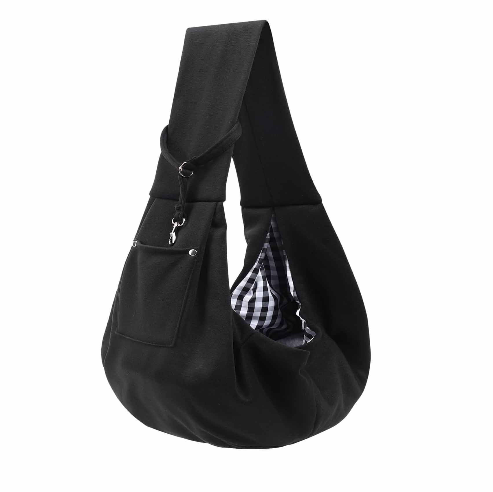 Black Portable Pet Carrier Backpack - Adjustable Shoulder Sling for Small Dogs & Cats (69.85 x 59.94 x 39.88cm) - Breathable Outdoor Travel Bag - Image 1