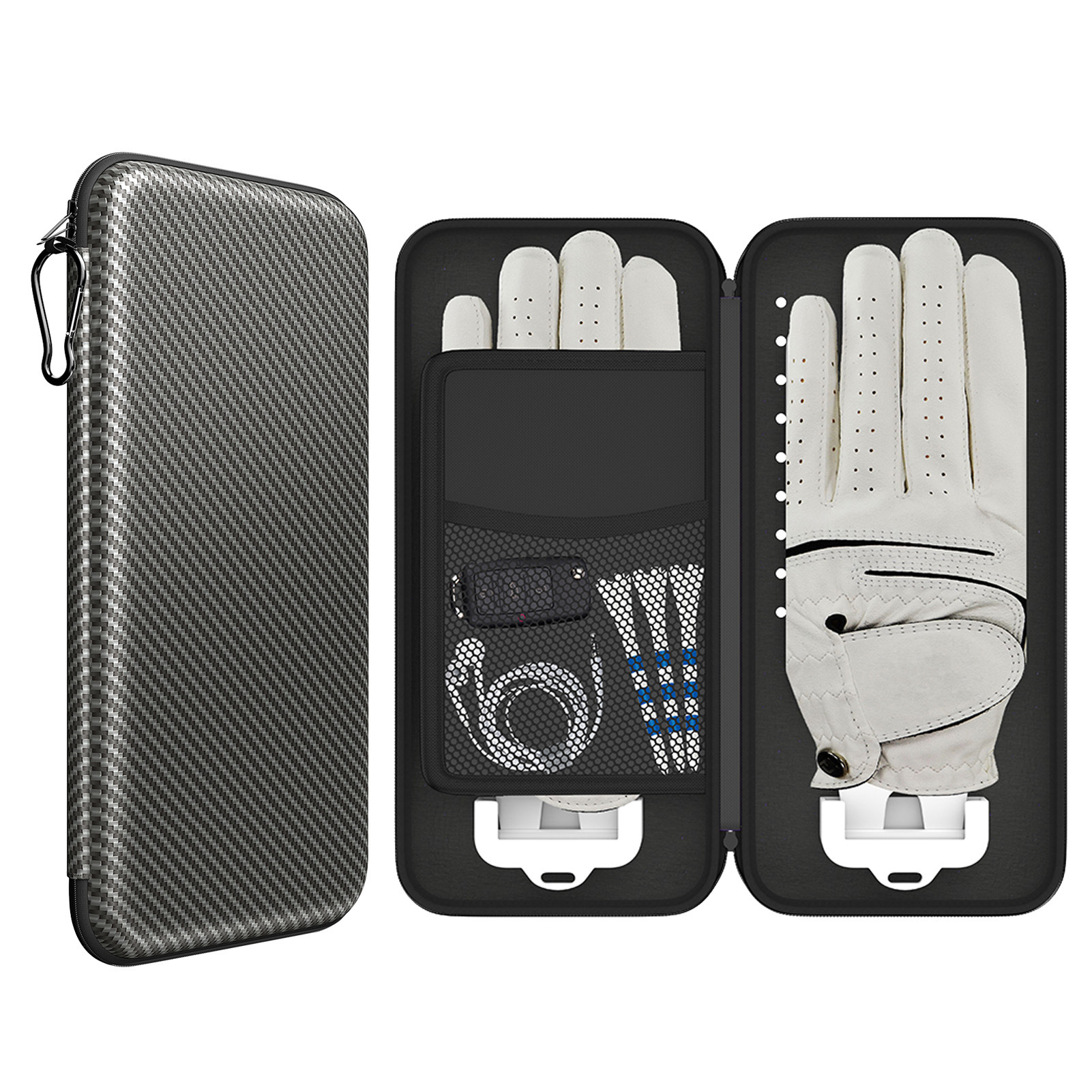 Grey Golf Glove Bag with Dual Glove Support Frame & Hook - Convenient Storage for Tees, Ball Markers and Golf Accessories - Image 1