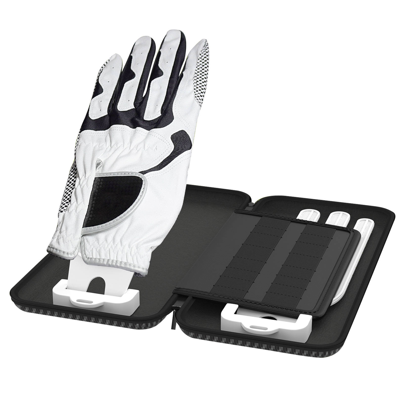 Grey Golf Glove Bag with Dual Glove Support Frame & Hook - Convenient Storage for Tees, Ball Markers and Golf Accessories - Image 5