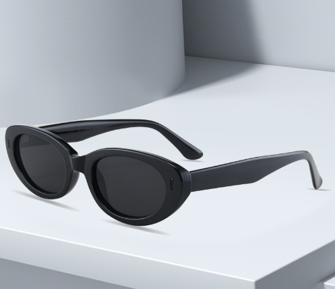 2PCS Black Grey Retro Oval Cat-Eye Sunglasses - Chic Influencer-Style Shades - Image 1