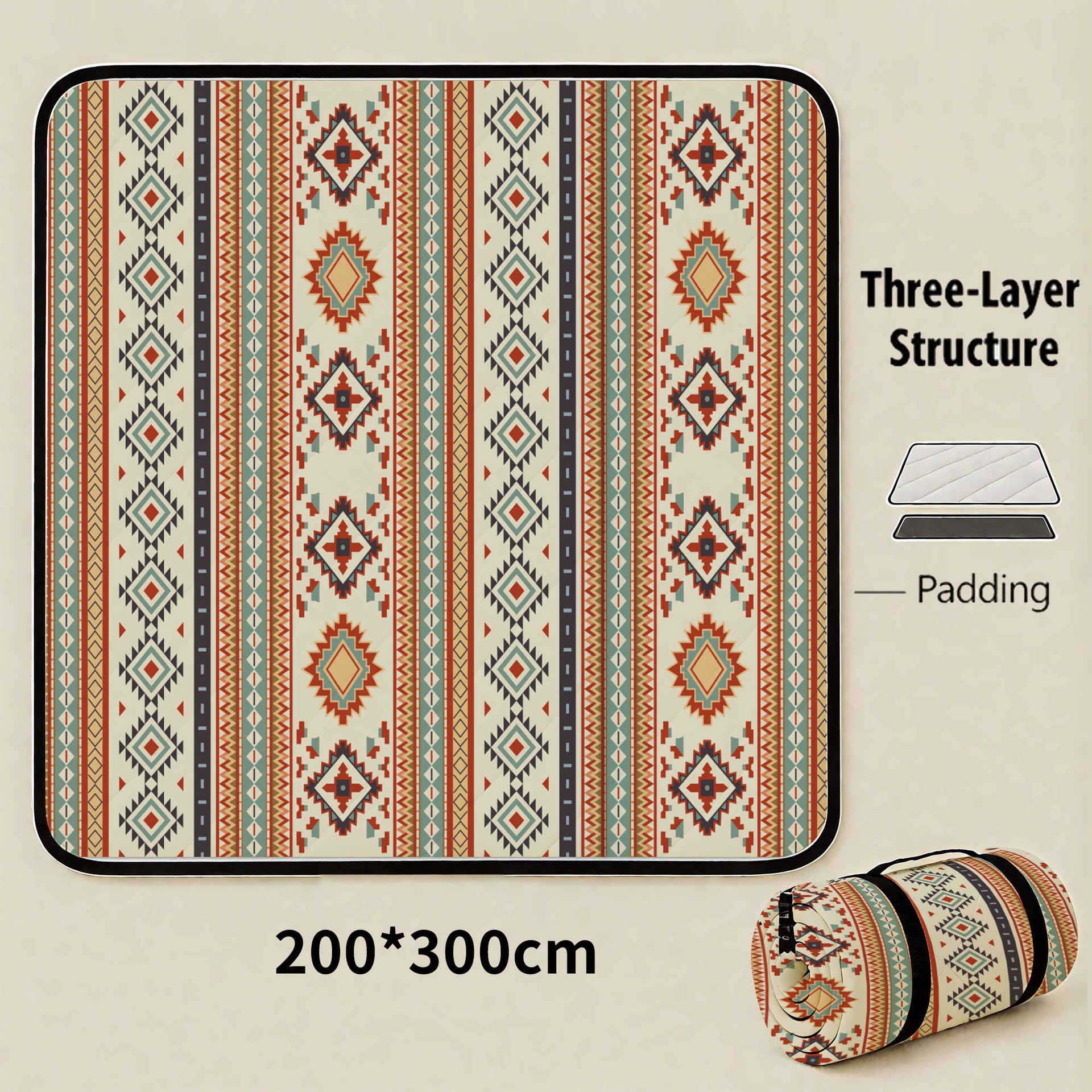 Brunei Darussalam Extra Large 200x200cm Waterproof Picnic Mat - Portable Thickened Oxford Cloth Outdoor Camping Blanket for Beach, Parks and Family Outings - Image 1