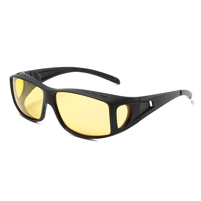 Black-yellow 2PCS Men's Polarized Fitover Sunglasses | Wrap-Around Driving Glasses | Wear Over Prescription Eyewear | Dust and Wind Protection - Image 1