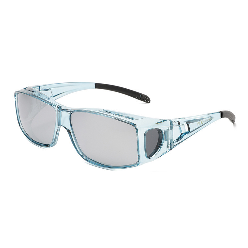 Lightblue-grey 2PCS Men's Polarized Fitover Sunglasses | Wrap-Around Driving Glasses | Wear Over Prescription Eyewear | Dust and Wind Protection - Image 1