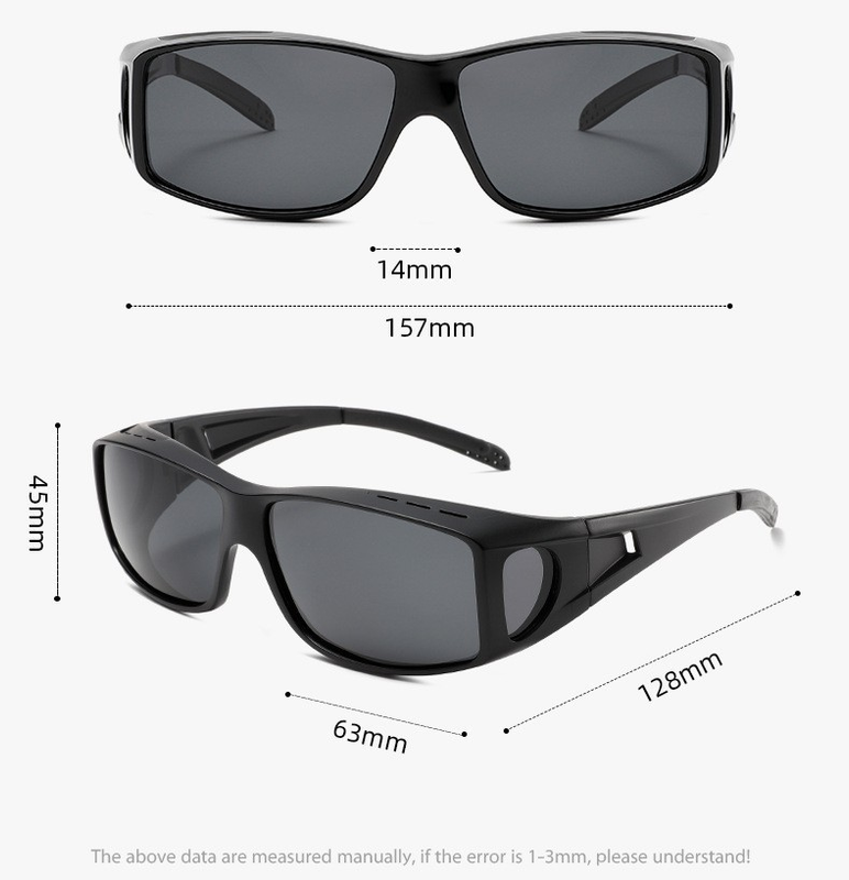Lightblue-grey 2PCS Men's Polarized Fitover Sunglasses | Wrap-Around Driving Glasses | Wear Over Prescription Eyewear | Dust and Wind Protection - Image 2