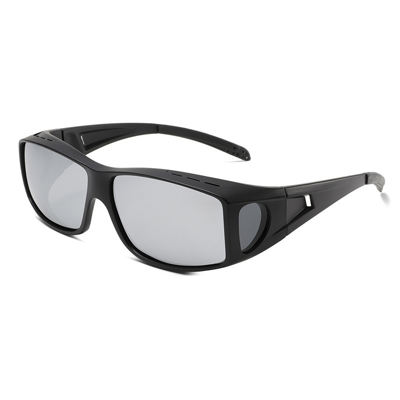 Black 2PCS Men's Polarized Fitover Sunglasses | Wrap-Around Driving Glasses | Wear Over Prescription Eyewear | Dust and Wind Protection - Image 1