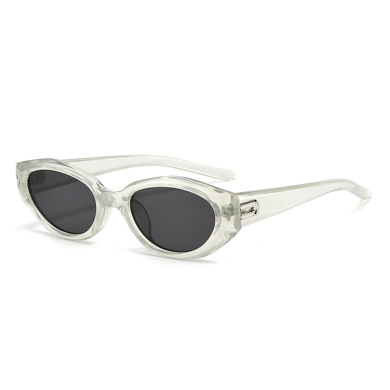 Light Shallow Tea Full Grey Retro Oval Sunglasses for Women | Face-Slimming High-End Design | Ultra-Light UV Protection 3-Piece Set - Image 1